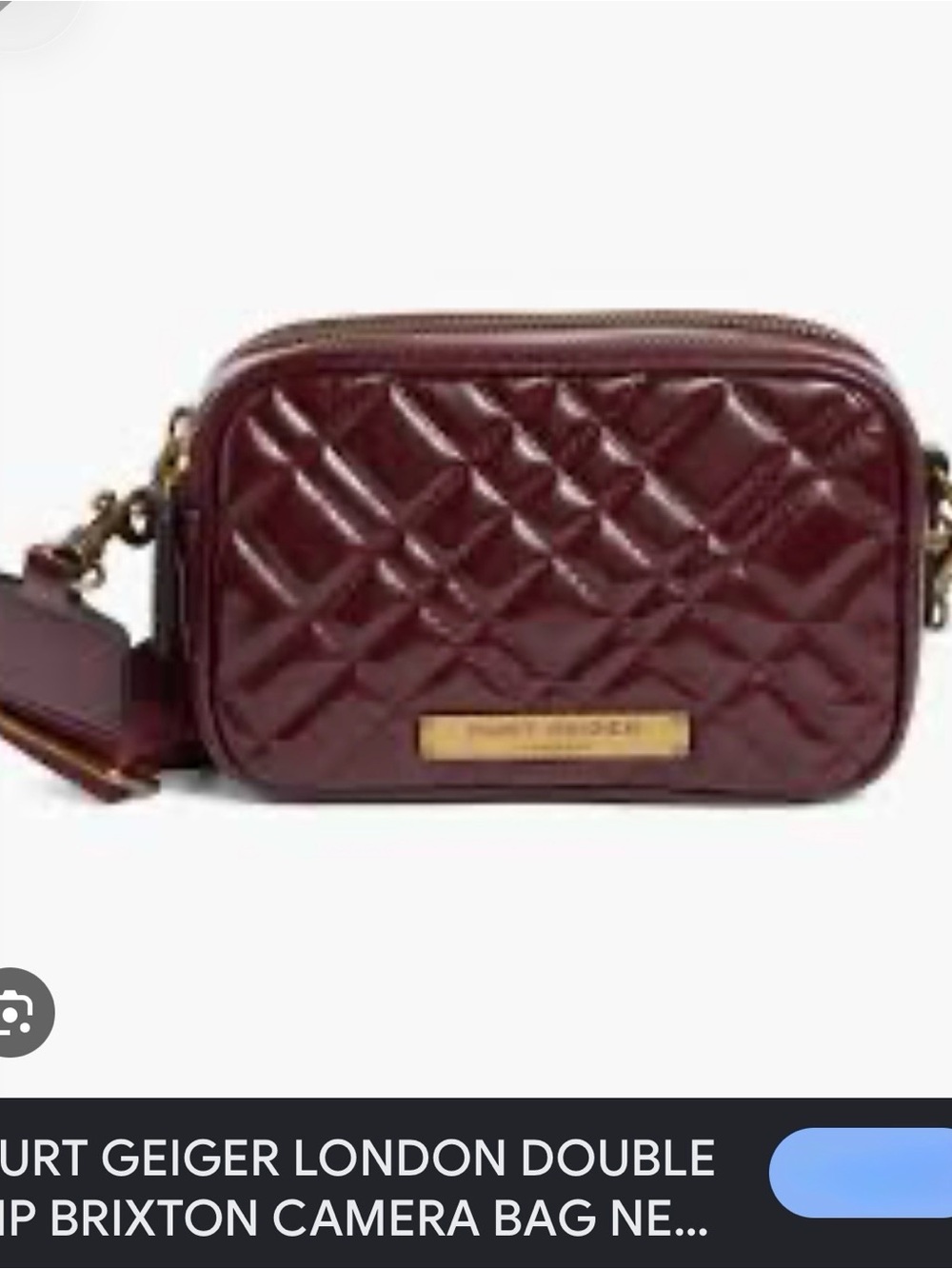 Kurt Geiger Quilted Camera Crossbody Bag - Burgundy